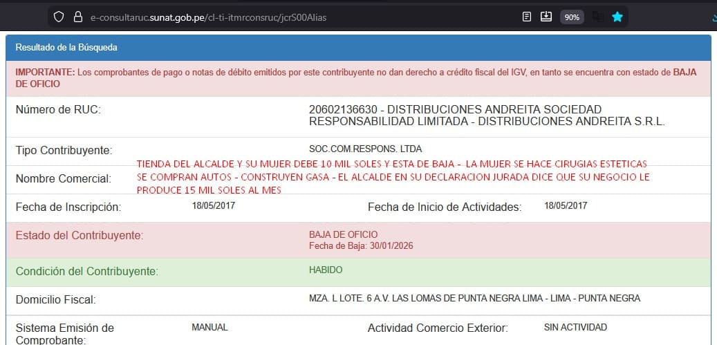 ruc 20602136630 vinculado a dni 41119087 dni 457223779